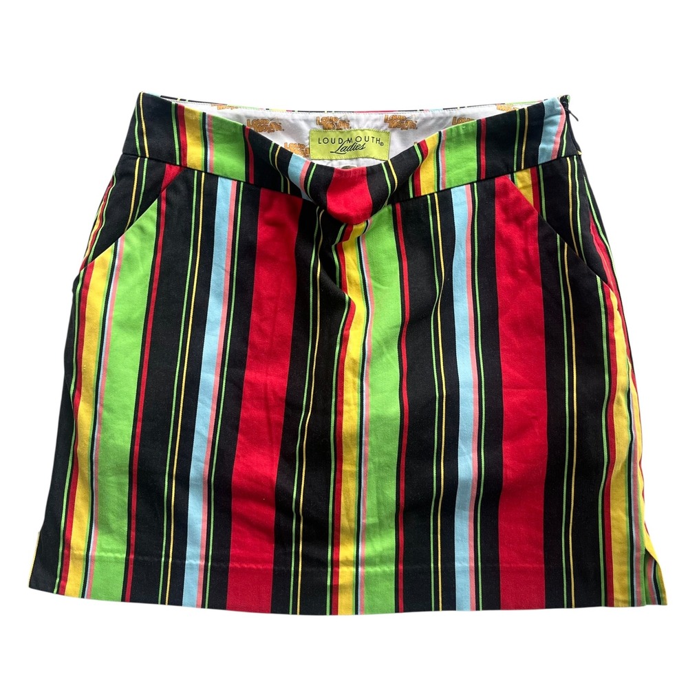Loudmouth Ladies 4 Red Yellow Green Hot Dog Stripe Multicolor Golf Skort Athlete